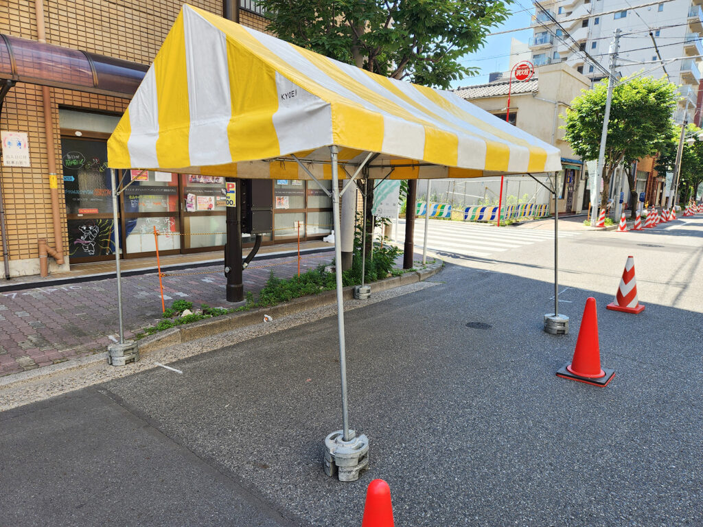 東京都台東区のワークショップでストライプテントをご利用いただきました2