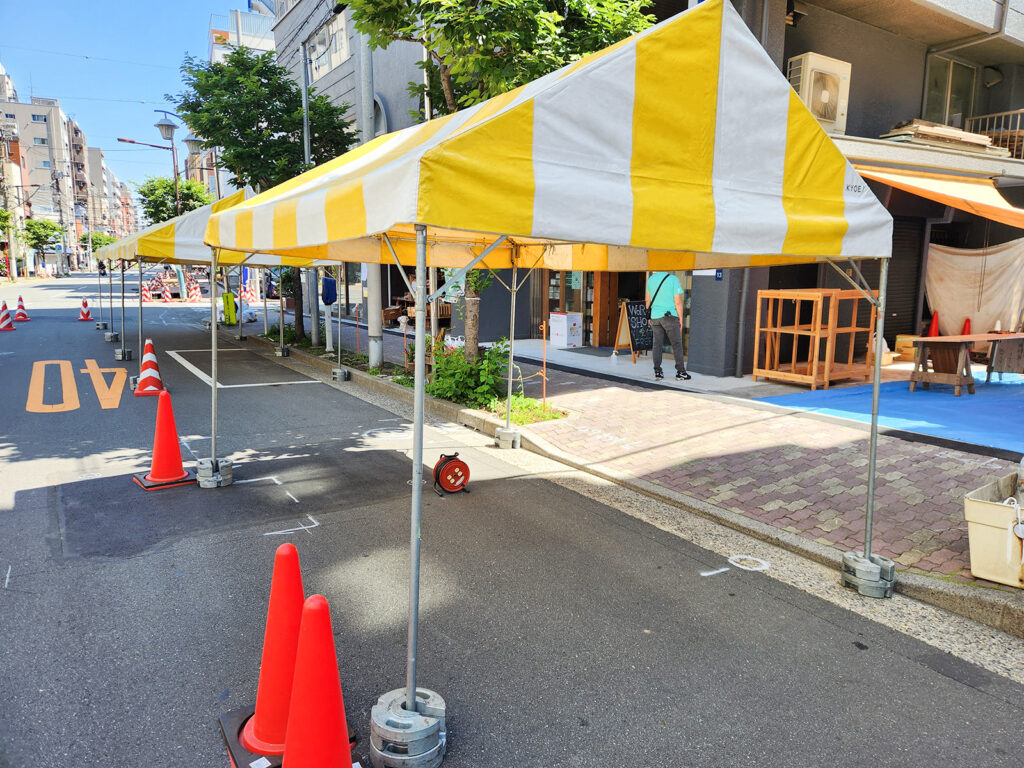 東京都台東区のワークショップでストライプテントをご利用いただきました3